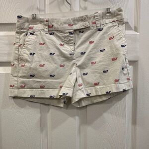 Vineyard Vines Shorts Women's 4 White Stretch Whale All Over Print US Flag